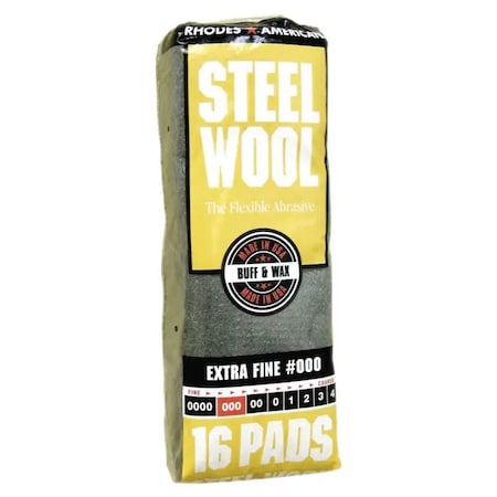 Homax No 000 Rhodes American Steel Wool Pad Extra-Fine, PK 16 106601-06